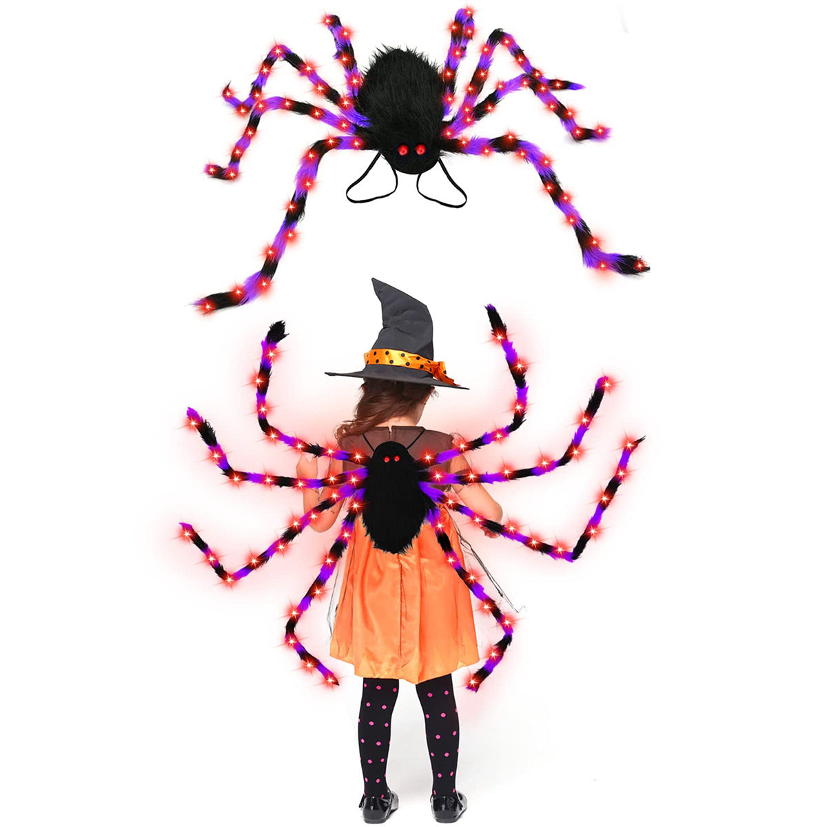 Halloween Spider Backpack Nine LED Modes Plush Sugar Bag Bests Sale