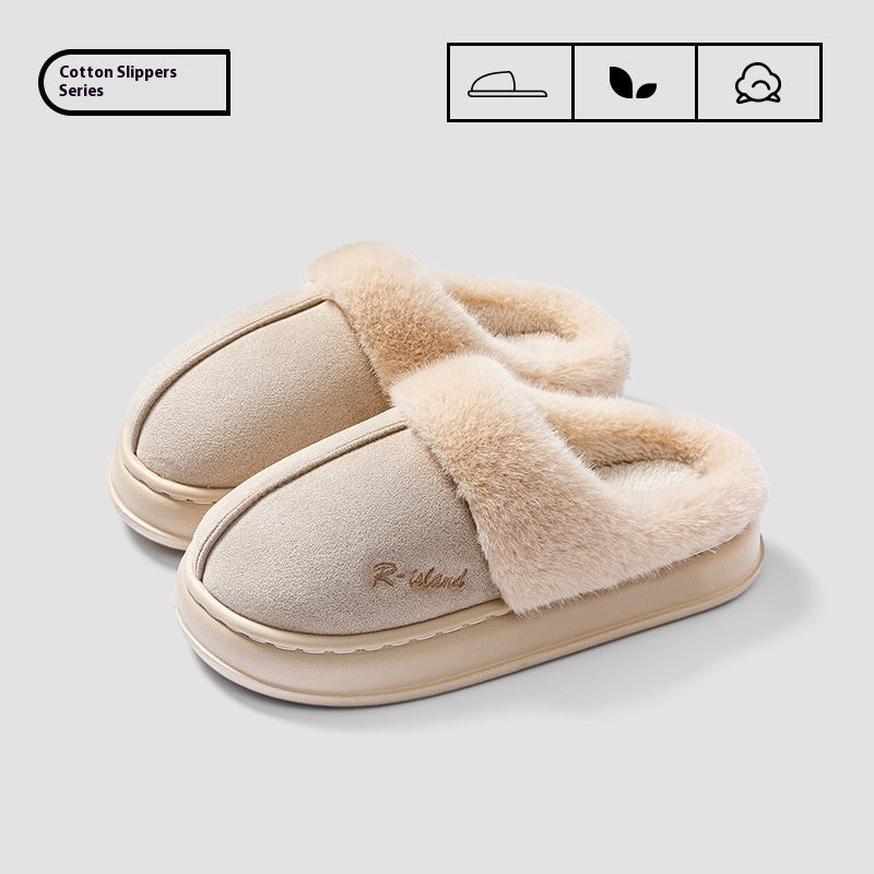 New Winter Cosy Warm Couple Style Concise Fluffy Slippers Women Men Non-slip Soft Slides Indoor Mule Ladies' Home Cotton Shoes - Bests Sale