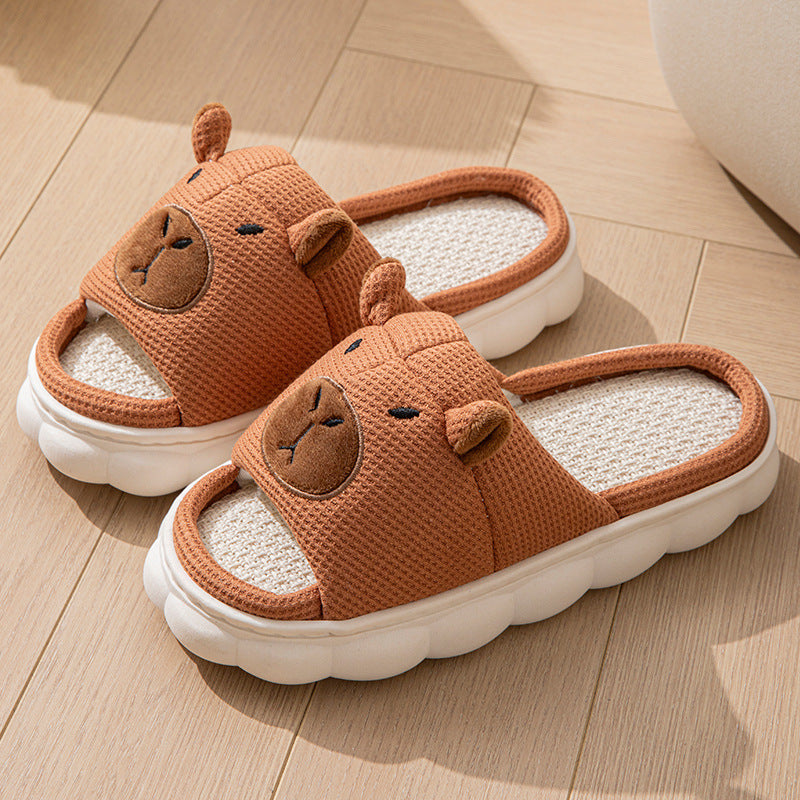 Open Toe Couple Indoor Non-slip Linen Slippers - Bests Sale