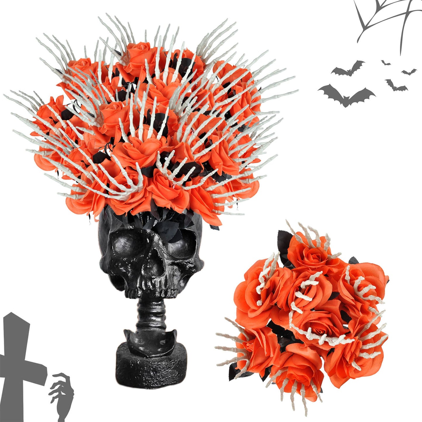 Halloween Skull Hand Rose Horror Decoration Ornaments Coffee Jasper