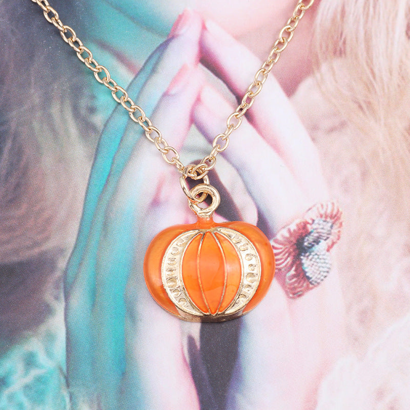Halloween Oil Drop Pumpkin Cat Necklace Creative Clavicle Chain Pendant Fashion Jewelry Accessories - Bests Sale