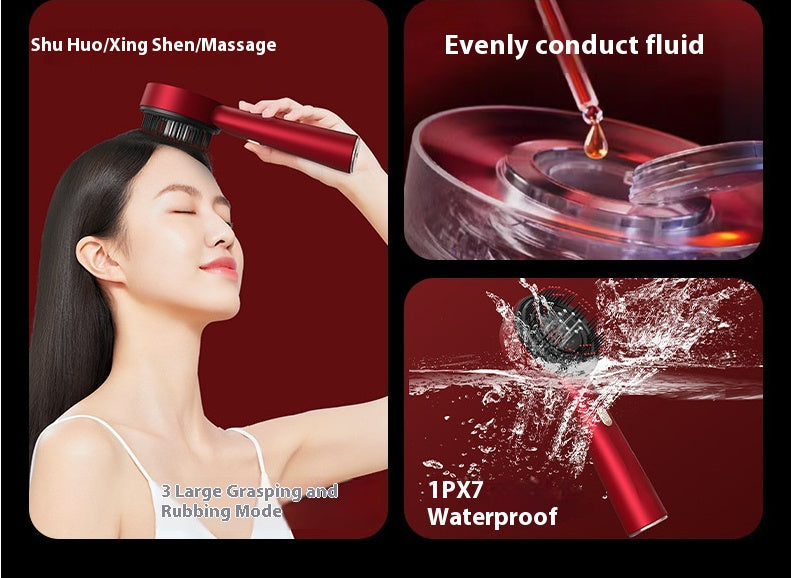 Electric Massage Comb Home Scalp Drain Comb Red Light Anti-slip Hair Care Multi-functional Massage Comb Coffee Jasper