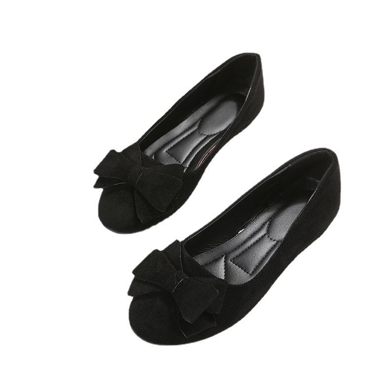 Rubber Plus Size Flat Casual Shoes Women Suede Bow Round Head Gommino - Bests Sale