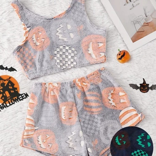 Women's Halloween Luminous Flannel Pajamas - Bests Sale