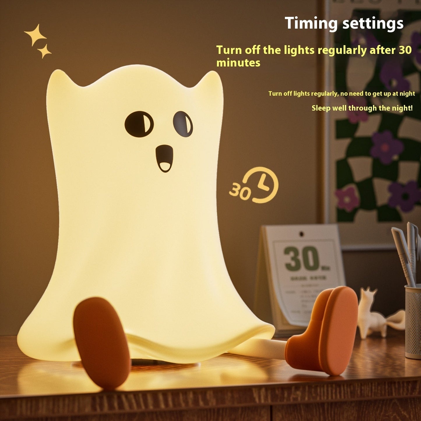 Halloween Silicone Ghost Shaped Bedside Lamp With Touch Control Soft Glow For Water-resistant Decoration Bests Sale
