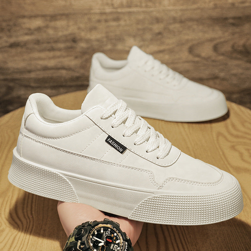 Casual Board Flat Shoes Men Breathable Thick-soled Lace-up Sneakers For Walking Running - Bests Sale