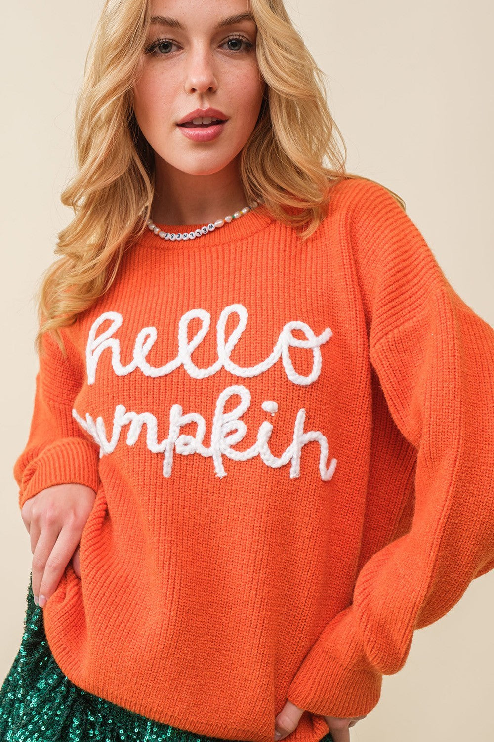 Women's Halloween Contrast Color Embroidery Crew Neck Pullover Sweater Bests Sale