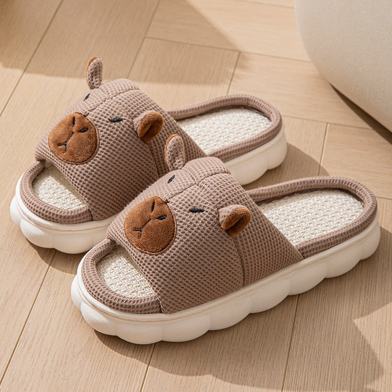 Open Toe Couple Indoor Non-slip Linen Slippers - Bests Sale