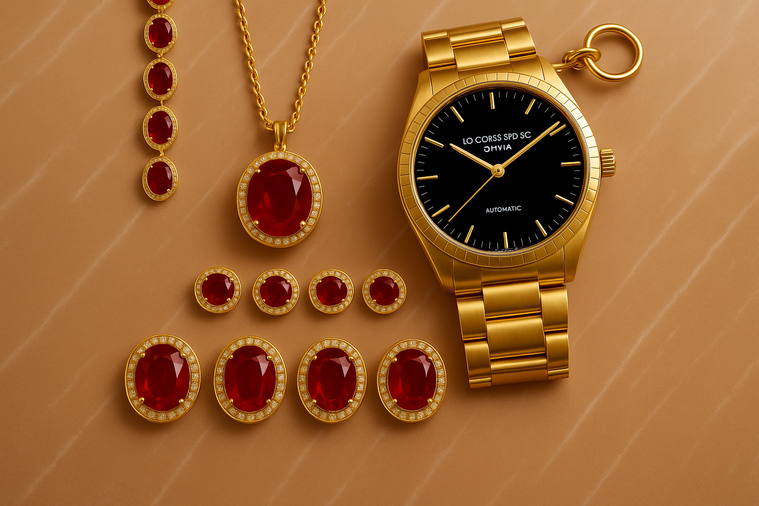 Diamond ring with luxury watch