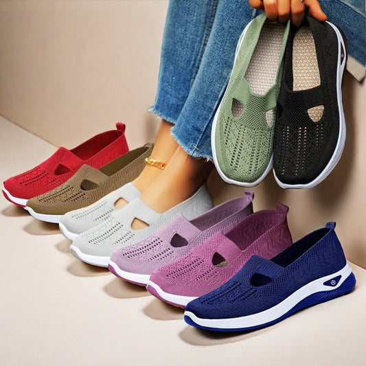 Mesh Flats Shoes Fashion Breathable Non-slip Soft Bottom Casual Shoes For Women - Bests Sale