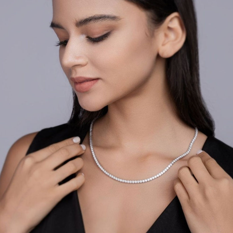 Twin 925 Silver Moissanite Long Star River Necklace - Bests Sale