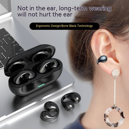 Wireless Ear Clip Bluetooth Headset TWS Comfortable Wear Not In-Ear Sports Wireless Bone Conduction 5.3 Bluetooth Headset Coffee Jasper