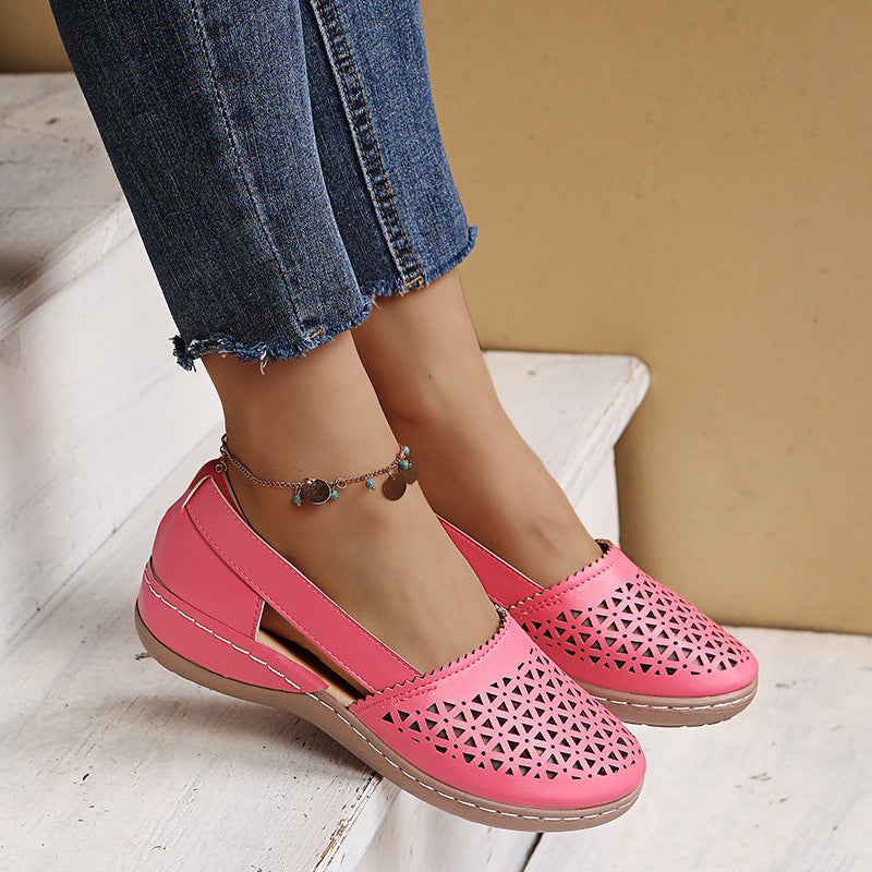 Round Toe Wedge Cross-border Large Size Flat Bottom Women's Sandals - Bests Sale