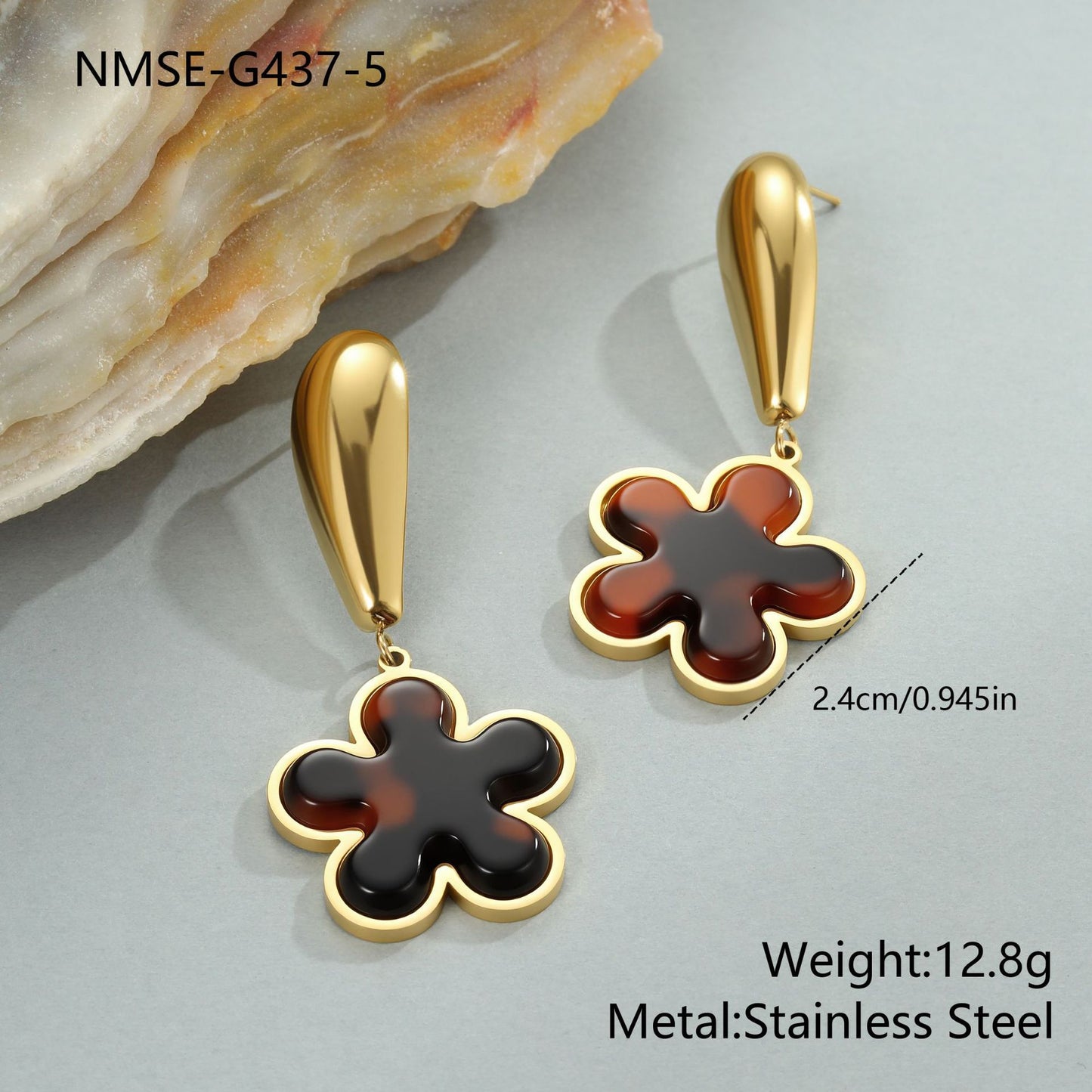 Tortoiseshell Resin Hawksbill Color Earrings - Bests Sale