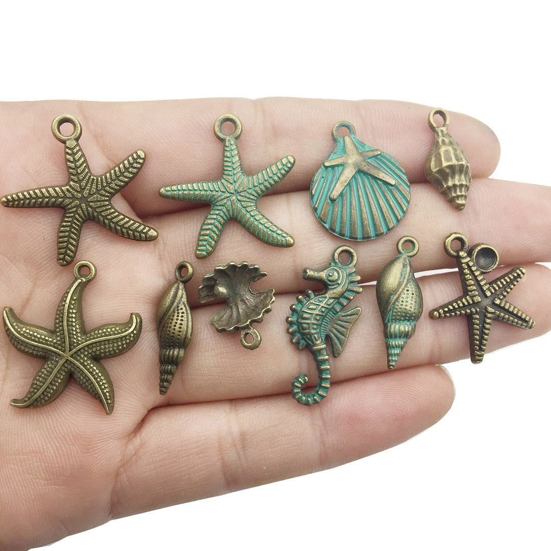 Retro Tibetan Silver Antique Brass Alloy DIY Accessories Marine Turtle Shell Necklace Bracelet Jewelry - Bests Sale