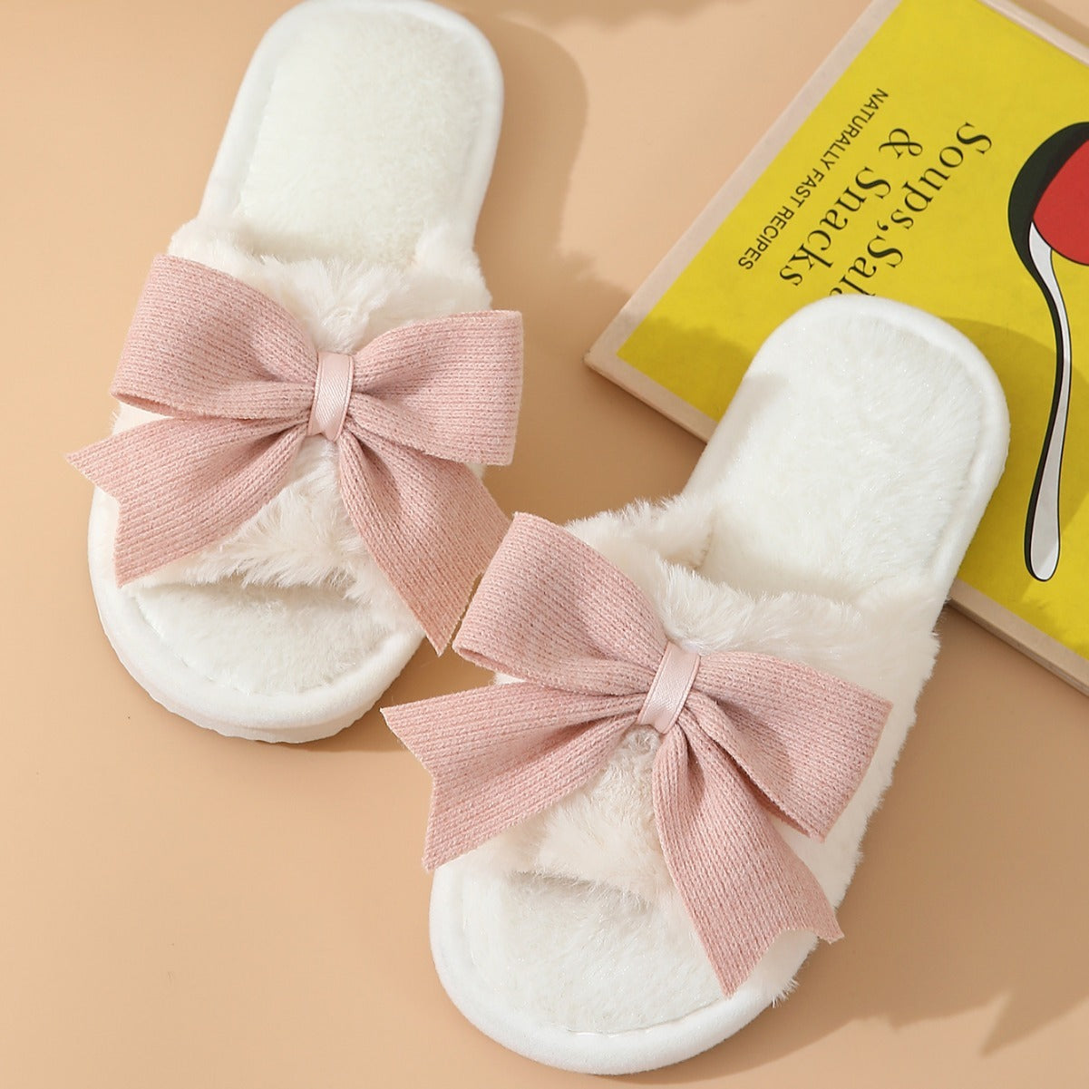 Women's Winter Cute Bow Thick Bottom Non Slip Cotton Slippers - Bests Sale