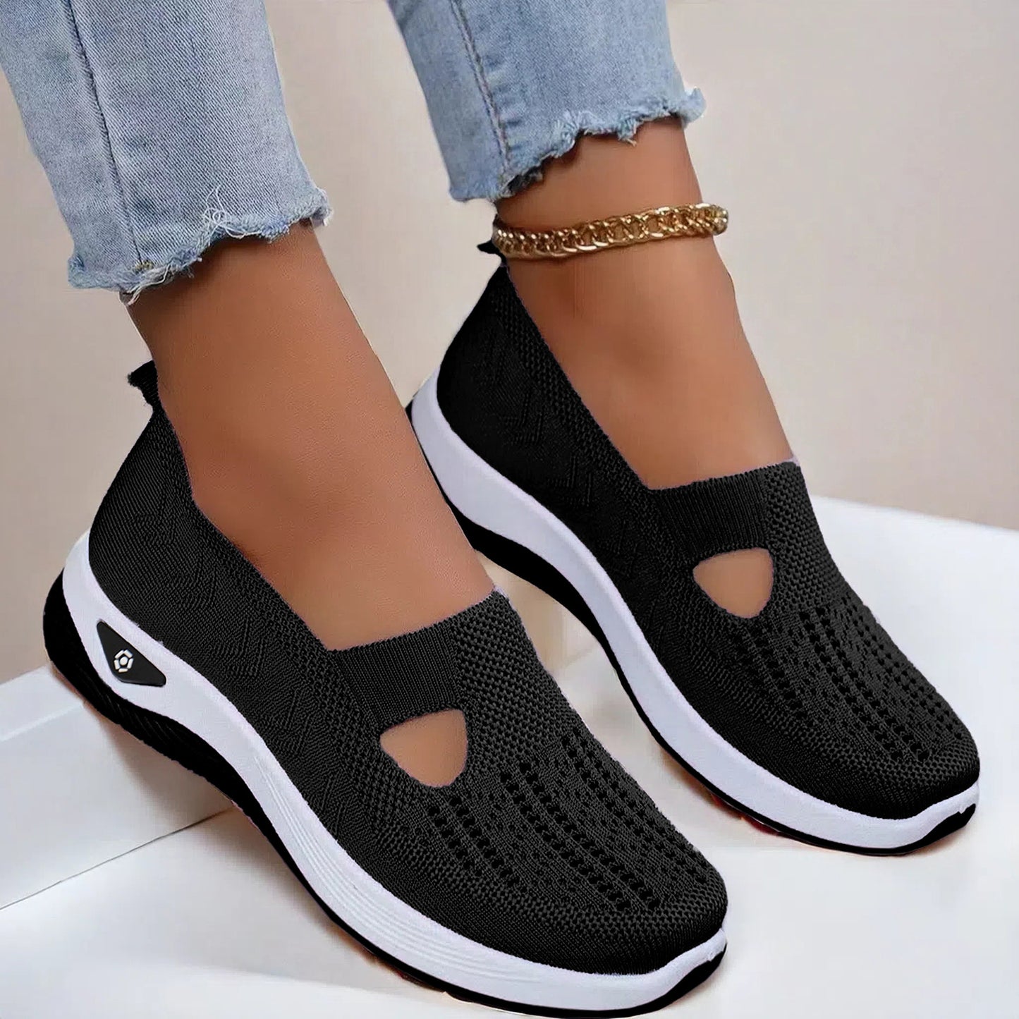 Mesh Flats Shoes Fashion Breathable Non-slip Soft Bottom Casual Shoes For Women - Bests Sale