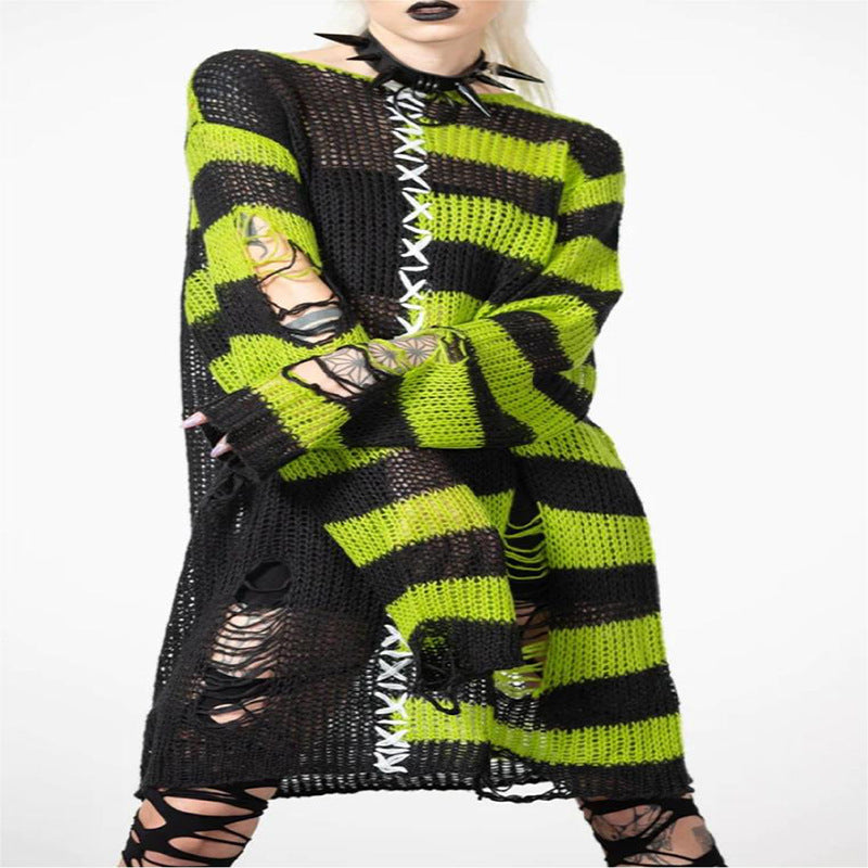 Halloween Ripped Long Sweater Women's Fashion Loose Sweater Bests Sale