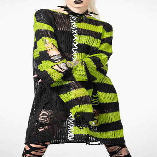 Halloween Ripped Long Sweater Women's Fashion Loose Sweater Bests Sale