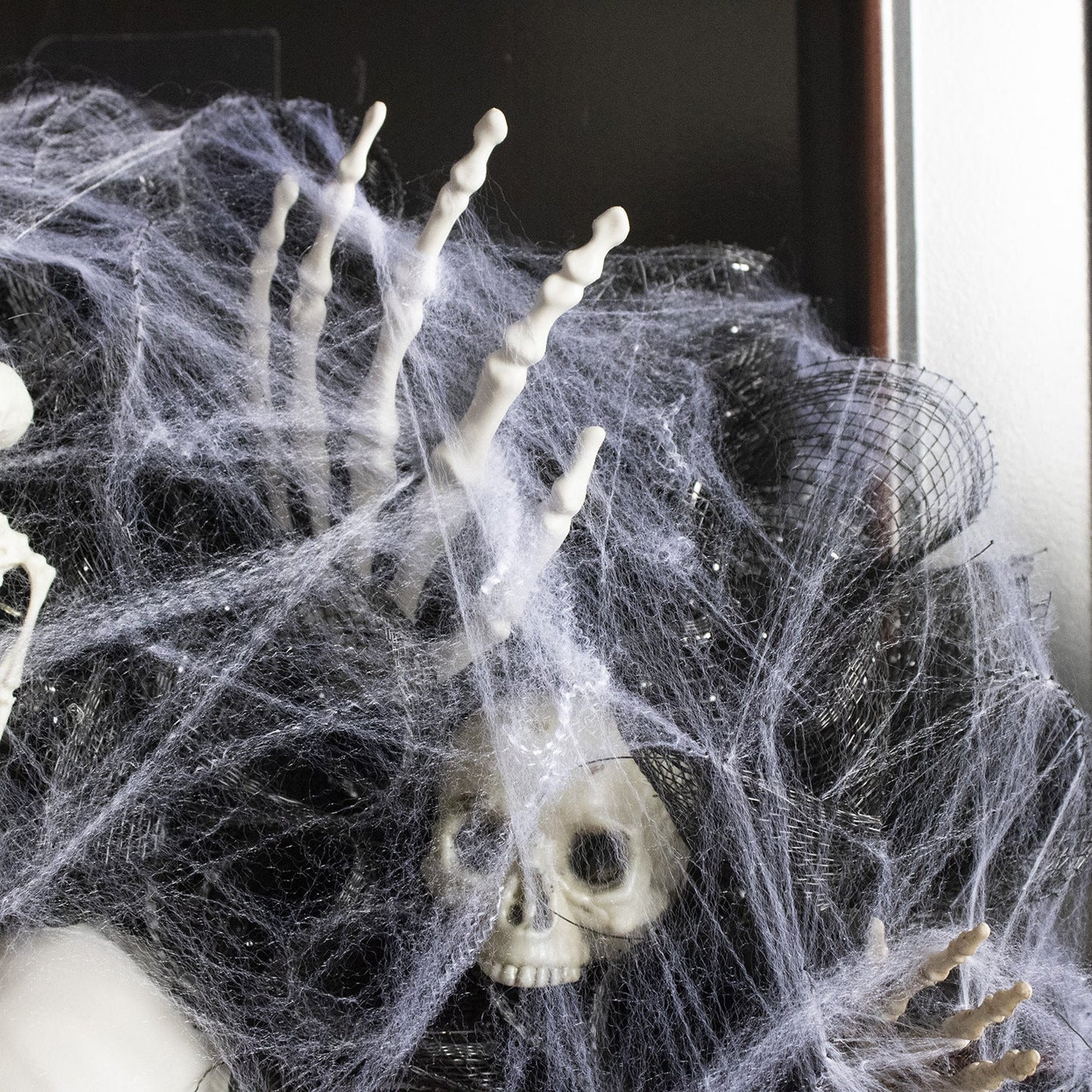 Halloween Black Mesh Skull Garland Party Layout Props Coffee Jasper