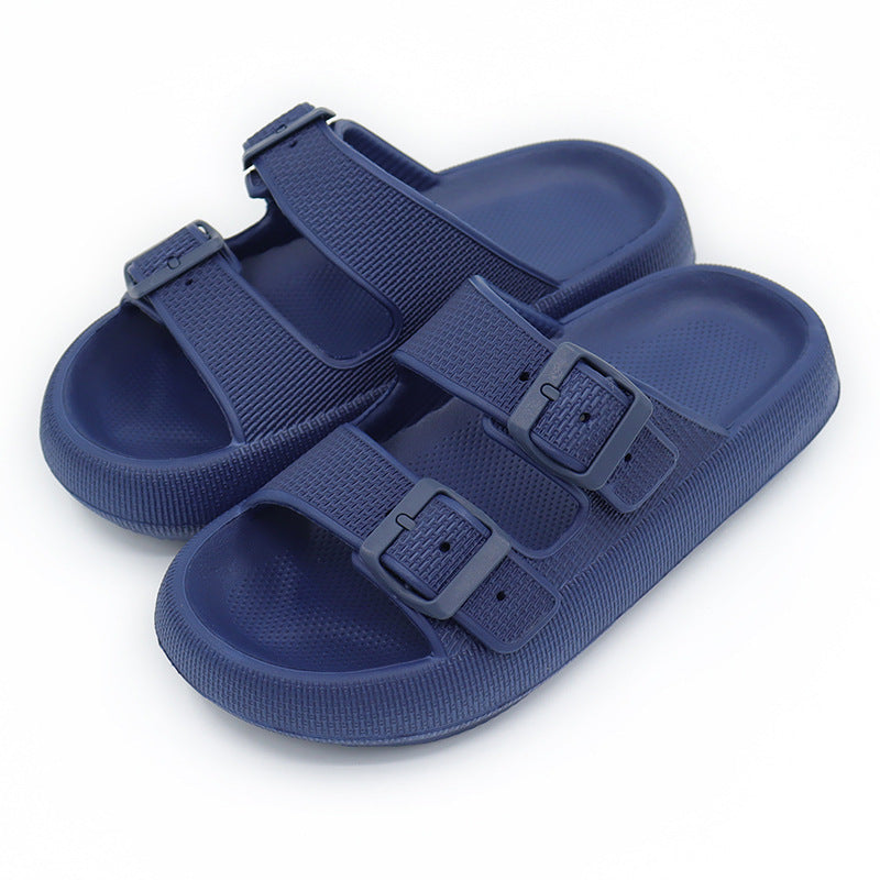 Platform Slippers Women's Summer Buckle Home Shoes Fashion Outdoor Wear Soft Bottom Sandals - Bests Sale