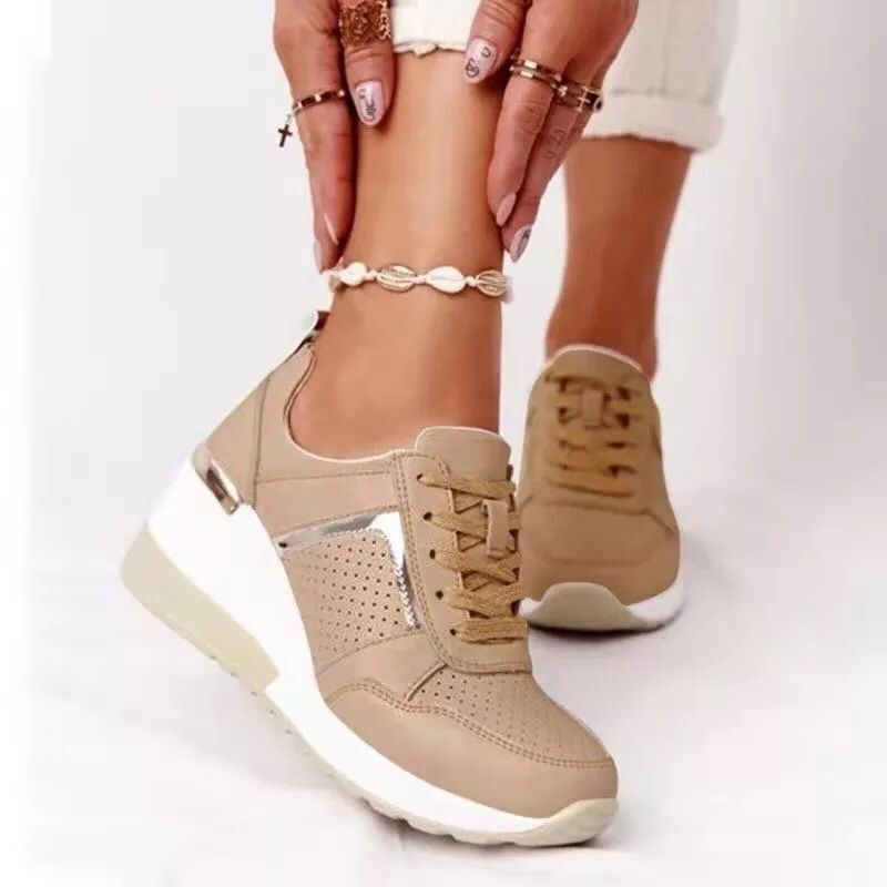 Plus Size Casual Platform Dad Shoes Lace-up Wedge Sports Women - Bests Sale