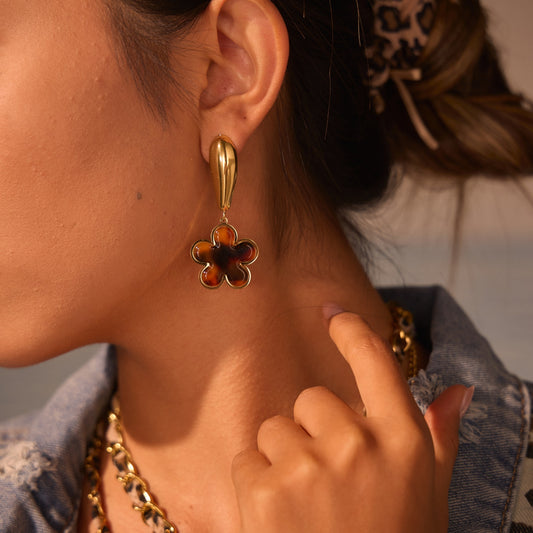 Tortoiseshell Resin Hawksbill Color Earrings - Bests Sale