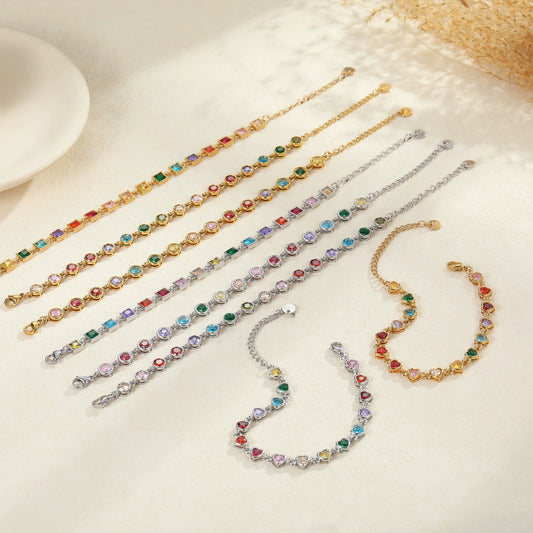 Color Zircon Stainless Steel Bracelet - Bests Sale