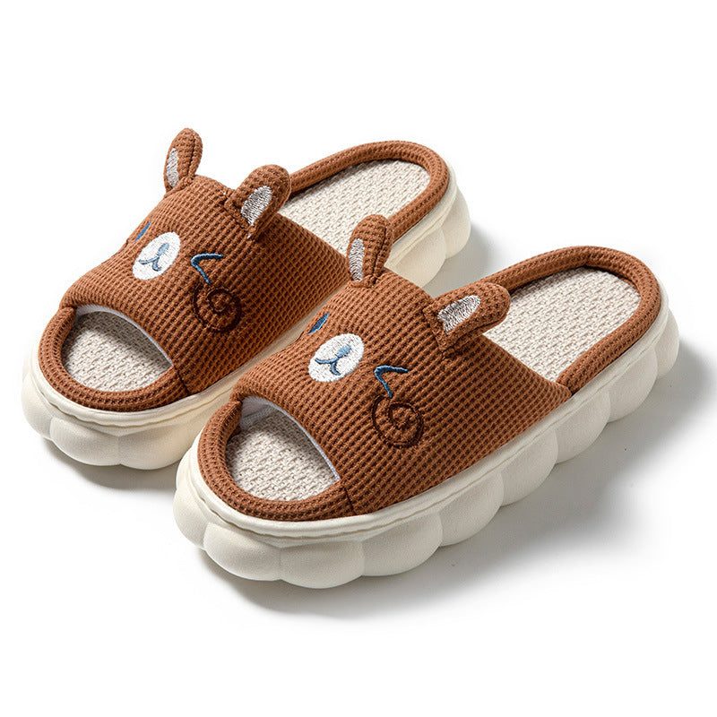 Cartoon Open Toe Couple Hemp Slippers - Bests Sale