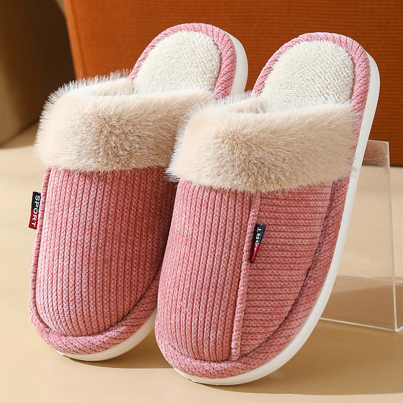 Fur Mouth Home Non-slip Thermal Cotton Slippers - Bests Sale