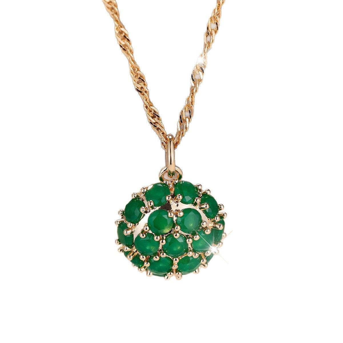 Hot Sale In Europe And America Exquisite Round Emerald Full Diamond Necklace - Bests Sale