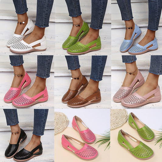 Round Toe Wedge Cross-border Large Size Flat Bottom Women's Sandals - Bests Sale
