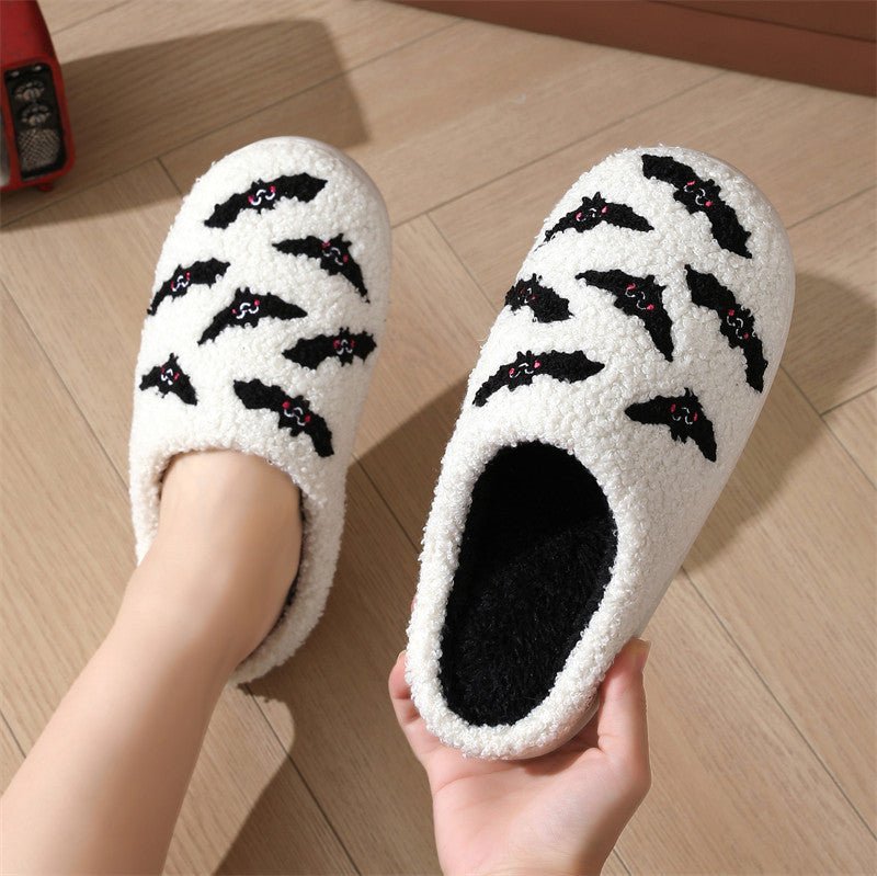 Halloween Skull Rose Slippers Winter Warm Indoor Floor Bedroom Home Slipper For Women Bests Sale