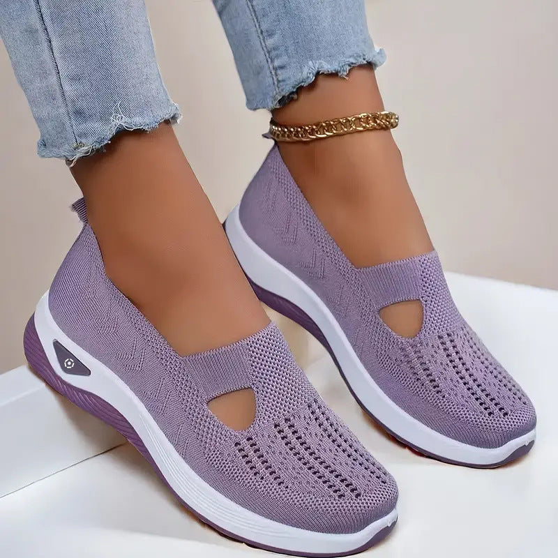 Mesh Flats Shoes Fashion Breathable Non-slip Soft Bottom Casual Shoes For Women - Bests Sale
