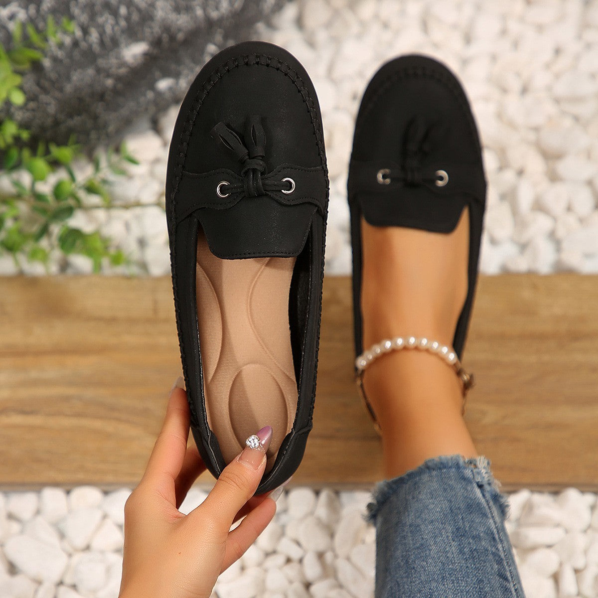 Women's Round Head Loafers Fashion Non-slip Soft Comfortable Flats Shoes - Bests Sale