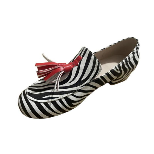 Spring And Autumn Tassel Low Heel Round Head 40-43 Low-cut Plus Size Leopard Print Casual Loafers - Bests Sale