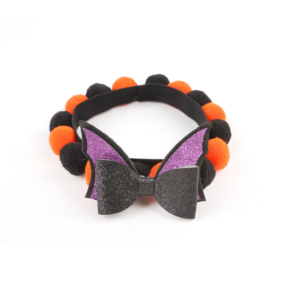 Halloween Pet Fur Ball Collar Pumpkin Accessories Bests Sale