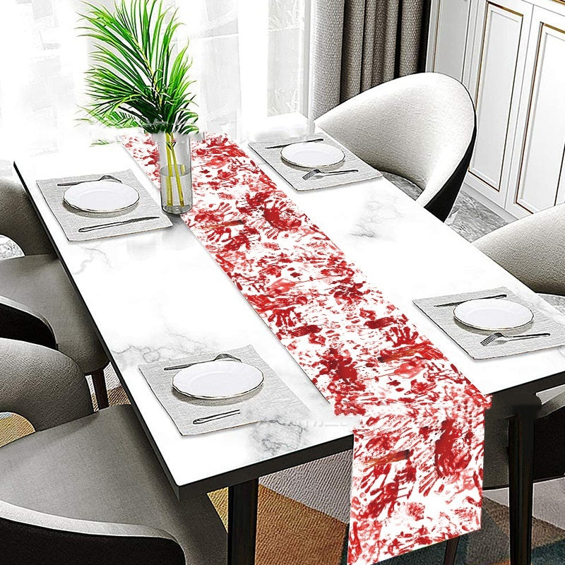 Halloween Horror Bloody Hand Printed Tablecloth Decoration Coffee Jasper