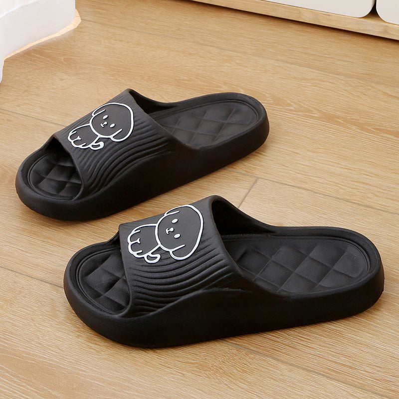 Cute Cartoon Dog Slippers Summer Solid Color Non-slip Rhombus Bathroom Slipper Indoor House Shoes For Men Women Couples - Bests Sale