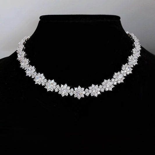 925 Silver High Carbon Diamond Sunflower Collarbone Chain - Bests Sale
