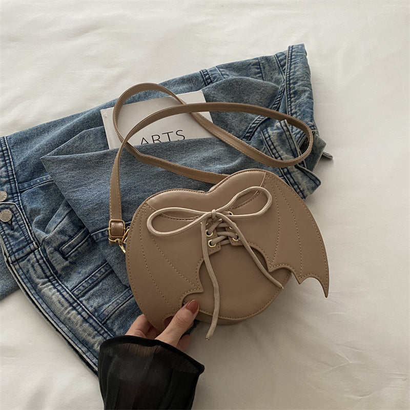 Heart Shape Bag Strap Design Bat Wings One Shoulder Crossbody Bag Bests Sale
