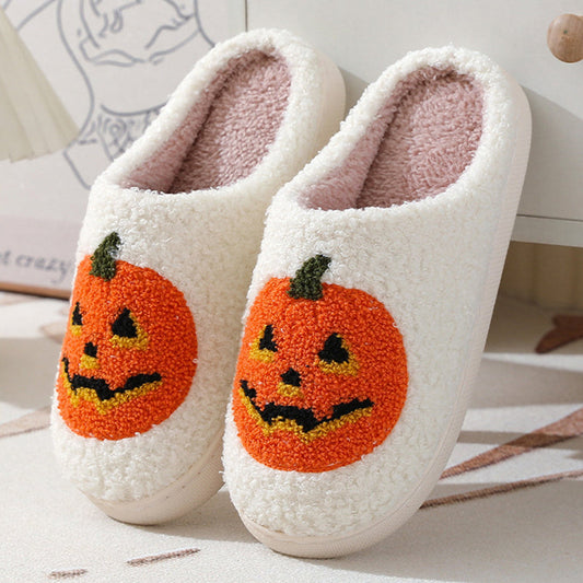 Halloween Pumpkin Cartoon Slippers Warm Winter Slippers Men And Women Couples Indoor House Shoes Bests Sale