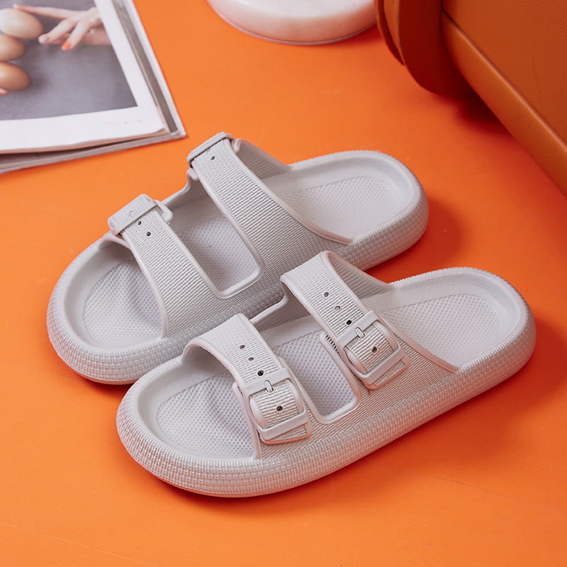 Platform Slippers Women's Summer Buckle Home Shoes Fashion Outdoor Wear Soft Bottom Sandals - Bests Sale