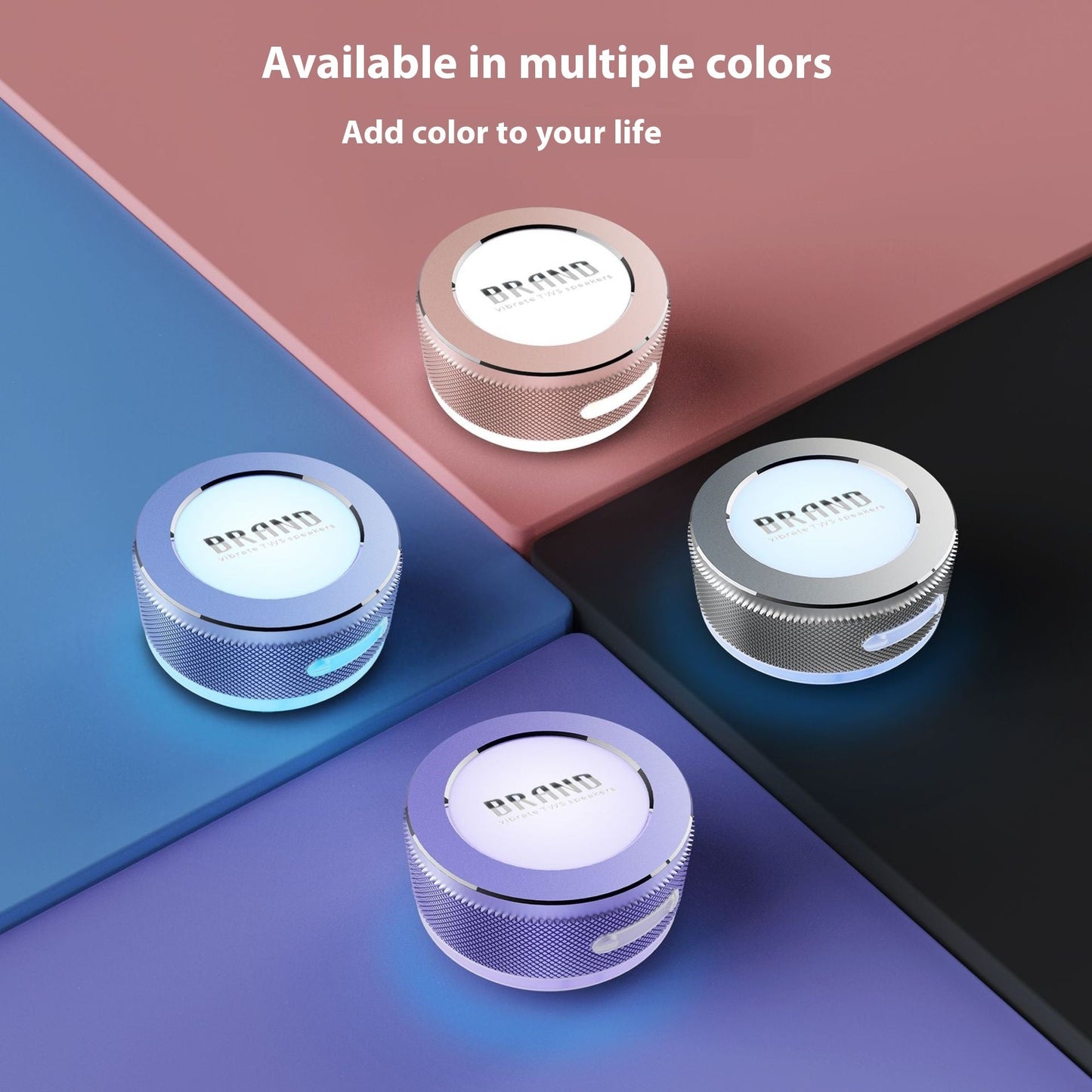 Small Wireless Bone Conduction Speakers Bluetooth Vibration Speaker With Color LED Light Portable Surface Adsorption Speaker Coffee Jasper