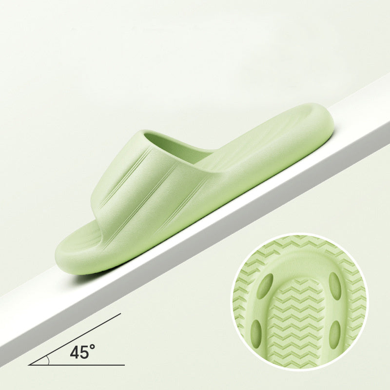 Fashion Solid Color Striped Home Slippers Summer Thick Bottom Non-slip Bathroom Slipper Women Men Couples Shoes - Bests Sale