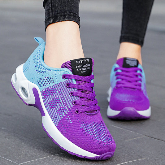 Casual Shoes Breathable Lightweight Mother Shoes Lace-up Cushioned Sneakers Women - Bests Sale
