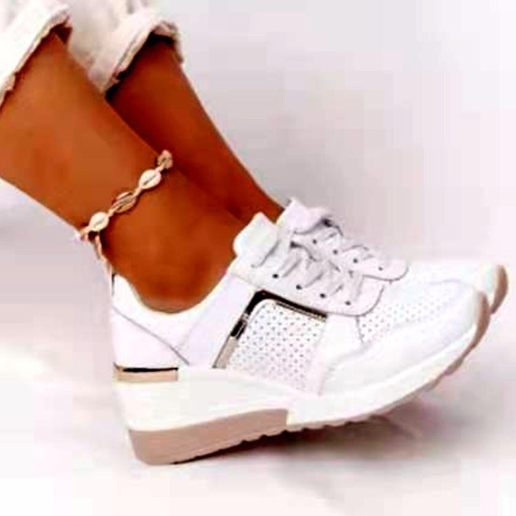 Sneakers Platform Wedge Heel Casual Shoes Lace-up Mesh Sneakers - Bests Sale