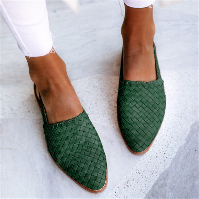 Pointed Toe Cap Buckle Flat Sandals Women - Bests Sale