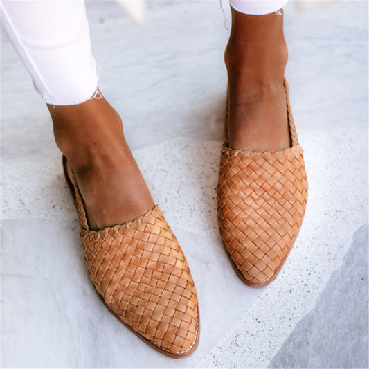 Pointed Toe Cap Buckle Flat Sandals Women - Bests Sale