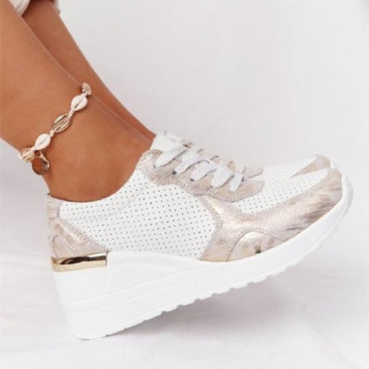 Sneakers Platform Wedge Heel Casual Shoes Lace-up Mesh Sneakers - Bests Sale